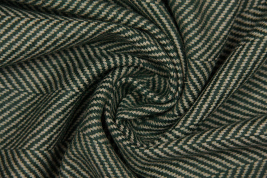 Green-beige fine herringbone wool