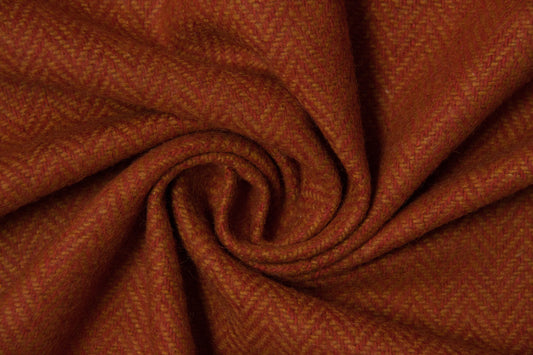 Terra cotta and amber herringbone twill wool